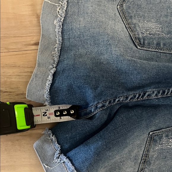 Dark Blue Distressed Jean Shorts - Picture 5 of 6